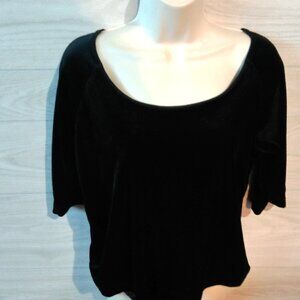 Harley-Davidson Velour Shirt Top Women's Sz Medium Black 3/4 Sleeves Scoop Neck